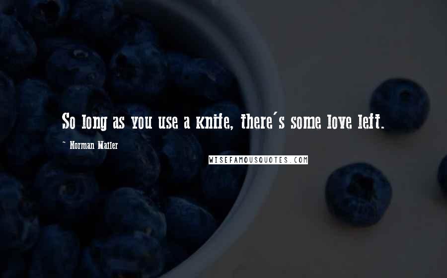 Norman Mailer quotes: So long as you use a knife, there's some love left.