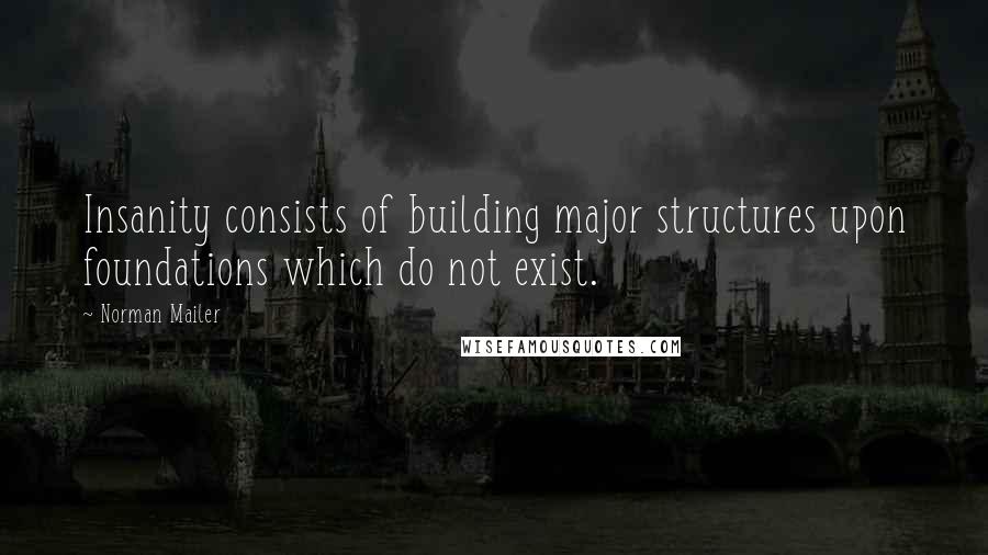 Norman Mailer quotes: Insanity consists of building major structures upon foundations which do not exist.