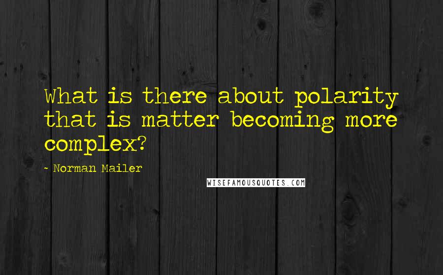 Norman Mailer quotes: What is there about polarity that is matter becoming more complex?