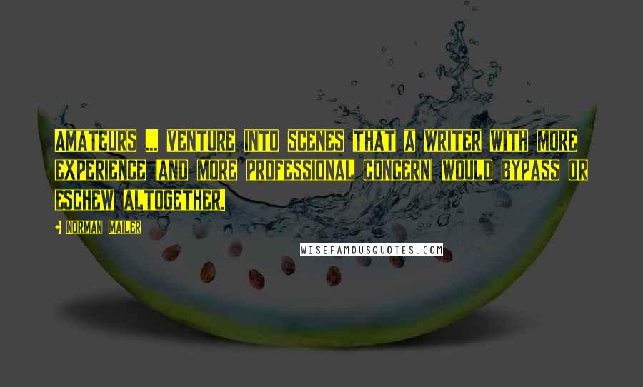 Norman Mailer quotes: Amateurs ... venture into scenes that a writer with more experience (and more professional concern) would bypass or eschew altogether.