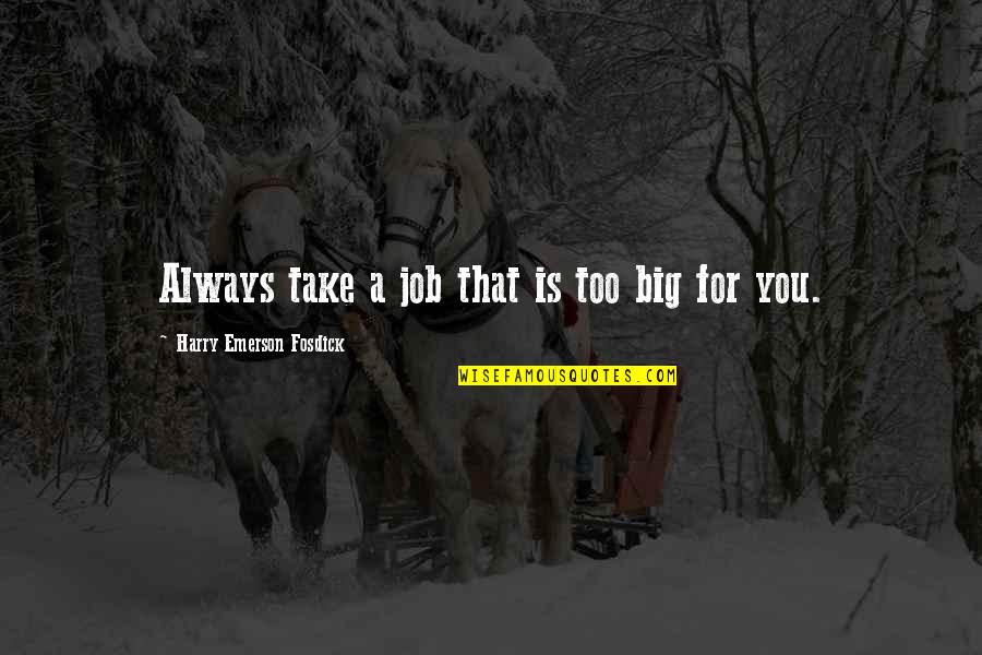 Norman Schwarzkopf Famous Quotes By Harry Emerson Fosdick: Always take a job that is too big