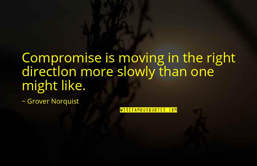 Norquist's Quotes By Grover Norquist: Compromise is moving in the right directlon more