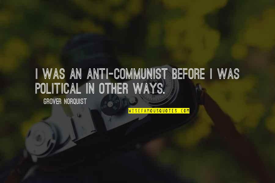 Norquist's Quotes By Grover Norquist: I was an anti-communist before I was political