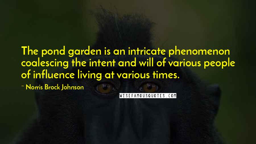 Norris Brock Johnson quotes: The pond garden is an intricate phenomenon coalescing the intent and will of various people of influence living at various times.