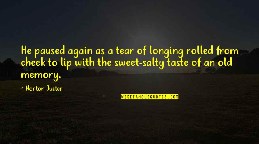 Norton Juster Quotes By Norton Juster: He paused again as a tear of longing Norton Juster Quotes By Norton Juster: He paused again as a tear of longing