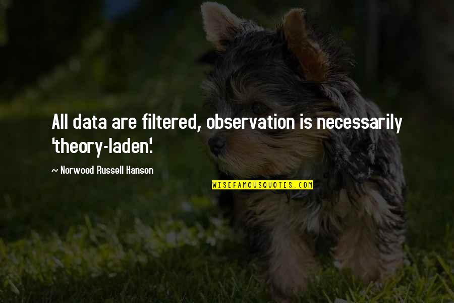 Norwood Quotes By Norwood Russell Hanson: All data are filtered, observation is necessarily 'theory-laden'.
