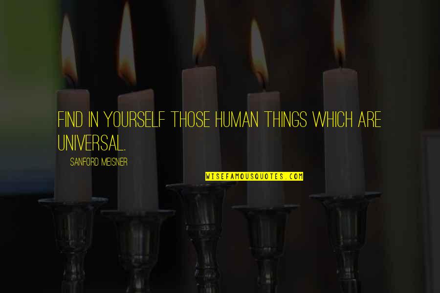 Nossenko Quotes By Sanford Meisner: Find in yourself those human things which are Nossenko Quotes By Sanford Meisner: Find in yourself those human things which are