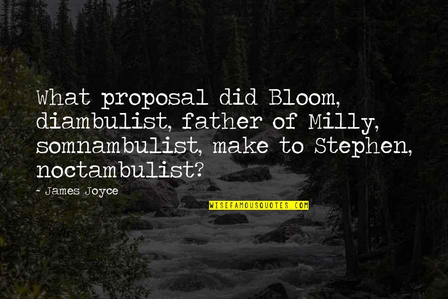 Nostalji Film Quotes By James Joyce: What proposal did Bloom, diambulist, father of Milly,