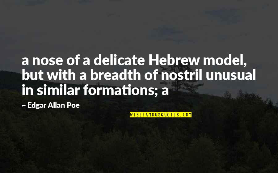 Nostril Quotes By Edgar Allan Poe: a nose of a delicate Hebrew model, but