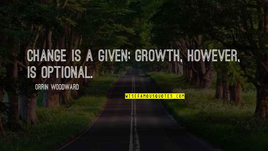 Nosworthy Quotes By Orrin Woodward: Change is a given; growth, however, is optional.