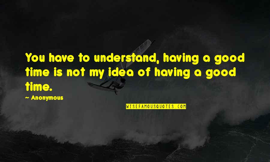 Not A Good Idea Quotes By Anonymous: You have to understand, having a good time