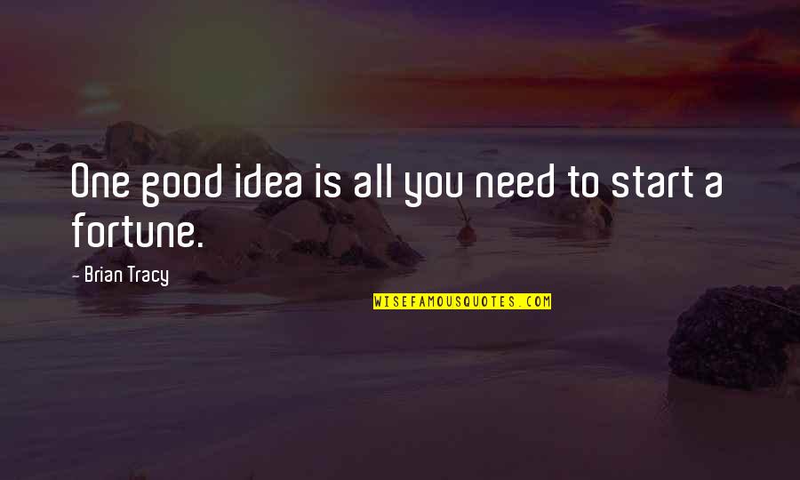 Not A Good Start Quotes By Brian Tracy: One good idea is all you need to