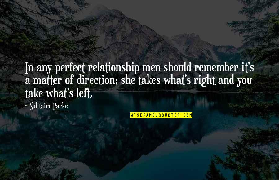 Not A Perfect Relationship Quotes By Solitaire Parke: In any perfect relationship men should remember it's