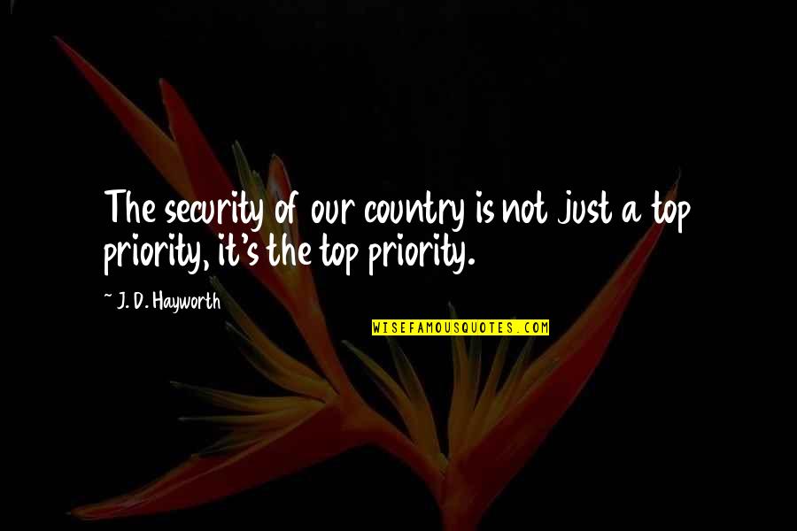 Not A Priority Quotes By J. D. Hayworth: The security of our country is not just