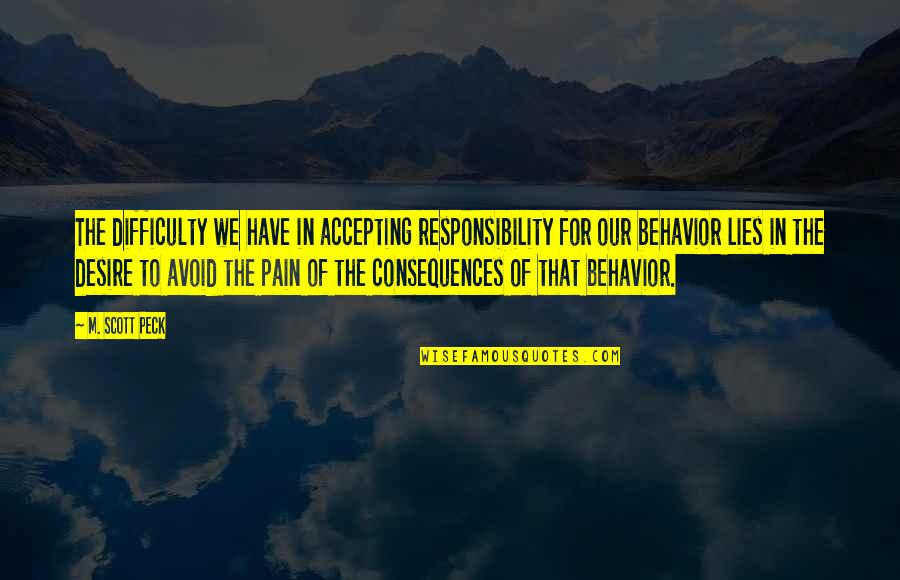 Not Accepting Responsibility Quotes By M. Scott Peck: The difficulty we have in accepting responsibility for