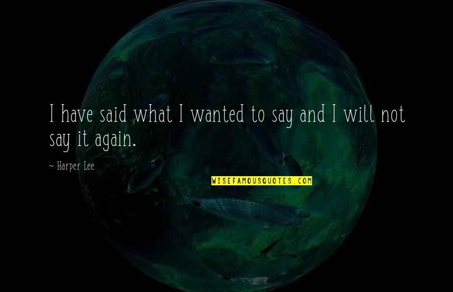 Not Again Quotes By Harper Lee: I have said what I wanted to say