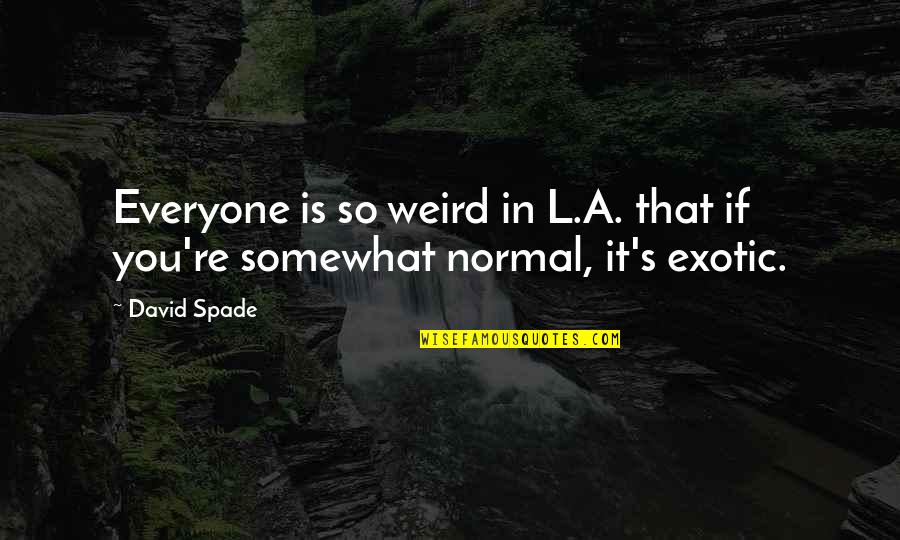 Not Appreciating Friends Quotes By David Spade: Everyone is so weird in L.A. that if