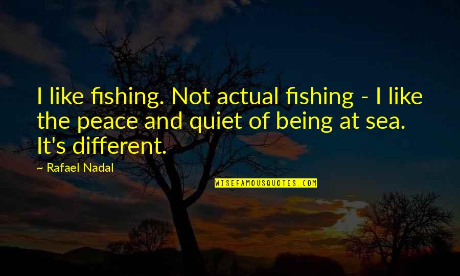 Not At Peace Quotes By Rafael Nadal: I like fishing. Not actual fishing - I