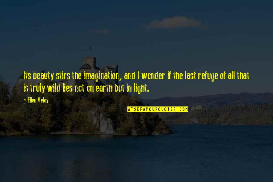 Not Beauty But Quotes By Ellen Meloy: Its beauty stirs the imagination, and I wonder