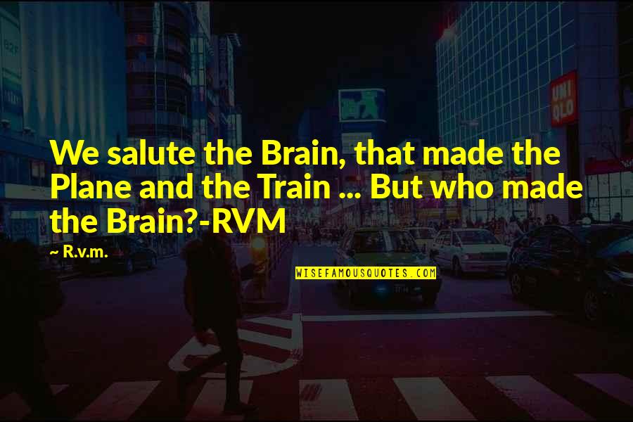 Not Being Able To Date Quotes By R.v.m.: We salute the Brain, that made the Plane