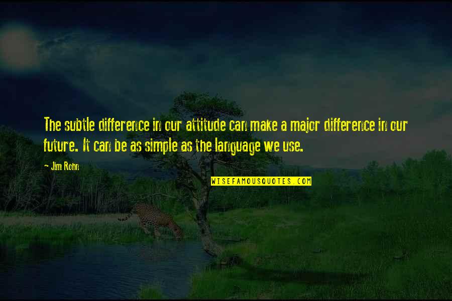 Not Being Able To See What's Right In Front Of You Quotes By Jim Rohn: The subtle difference in our attitude can make Not Being Able To See What's Right In Front Of You Quotes By Jim Rohn: The subtle difference in our attitude can make
