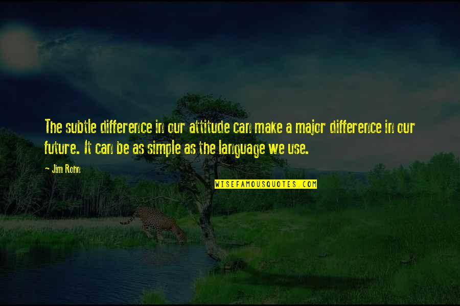 Not Being Able To See What's Right In Front Of You Quotes By Jim Rohn: The subtle difference in our attitude can make