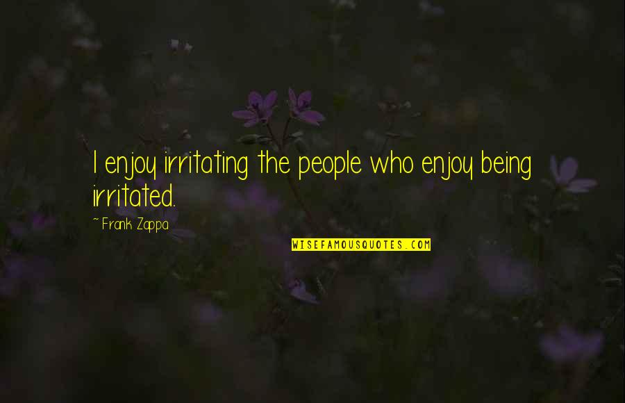 Not Being Irritated Quotes By Frank Zappa: I enjoy irritating the people who enjoy being