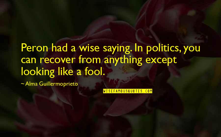 Not Being Just Another Pretty Face Quotes By Alma Guillermoprieto: Peron had a wise saying. In politics, you