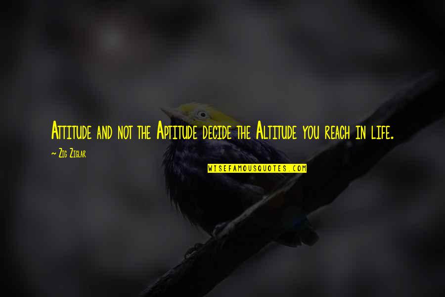 Not Being Man Enough Quotes By Zig Ziglar: Attitude and not the Aptitude decide the Altitude