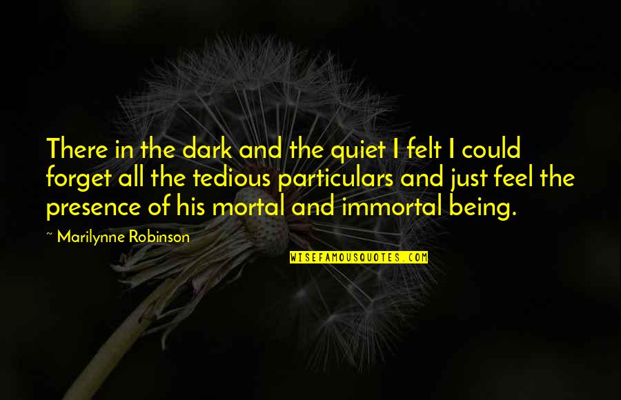 Not Being Quiet Quotes By Marilynne Robinson: There in the dark and the quiet I