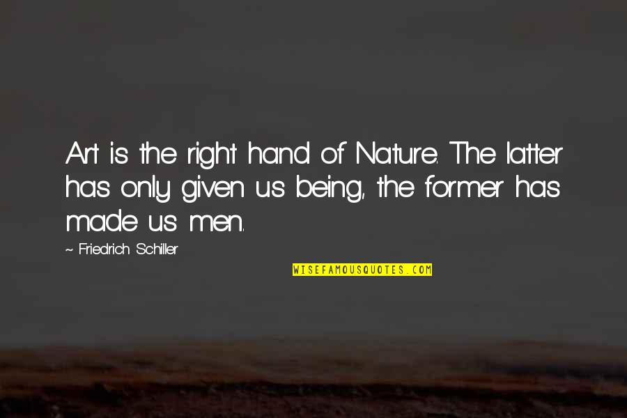 Not Being Right For Each Other Quotes By Friedrich Schiller: Art is the right hand of Nature. The