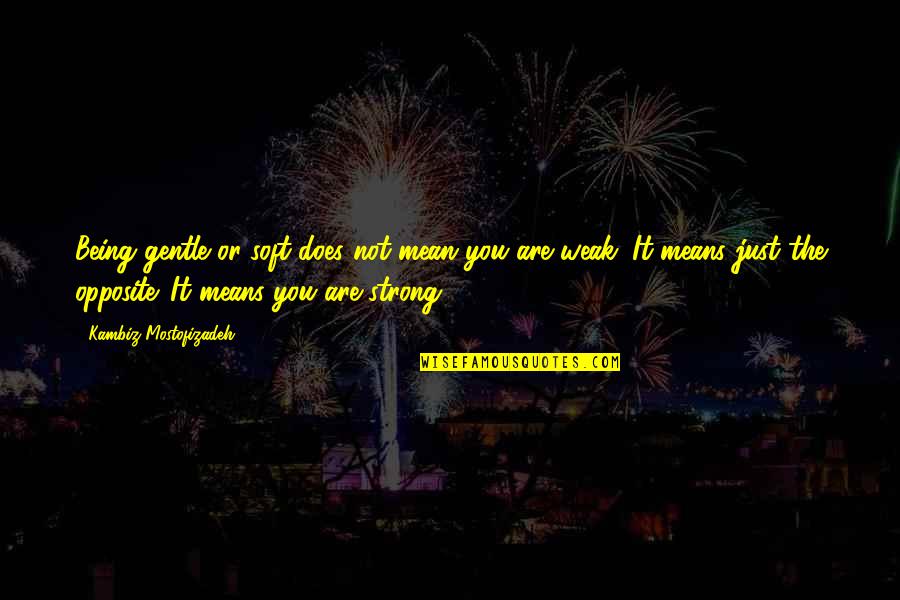 Not Being Strong Quotes By Kambiz Mostofizadeh: Being gentle or soft does not mean you