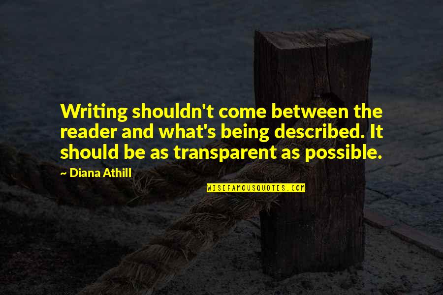 Not Being Transparent Quotes By Diana Athill: Writing shouldn't come between the reader and what's