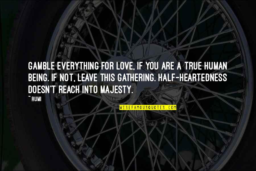 Not Being True Quotes By Rumi: Gamble everything for love, if you are a