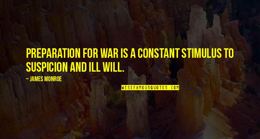 Not Being Upfront Quotes By James Monroe: Preparation for war is a constant stimulus to