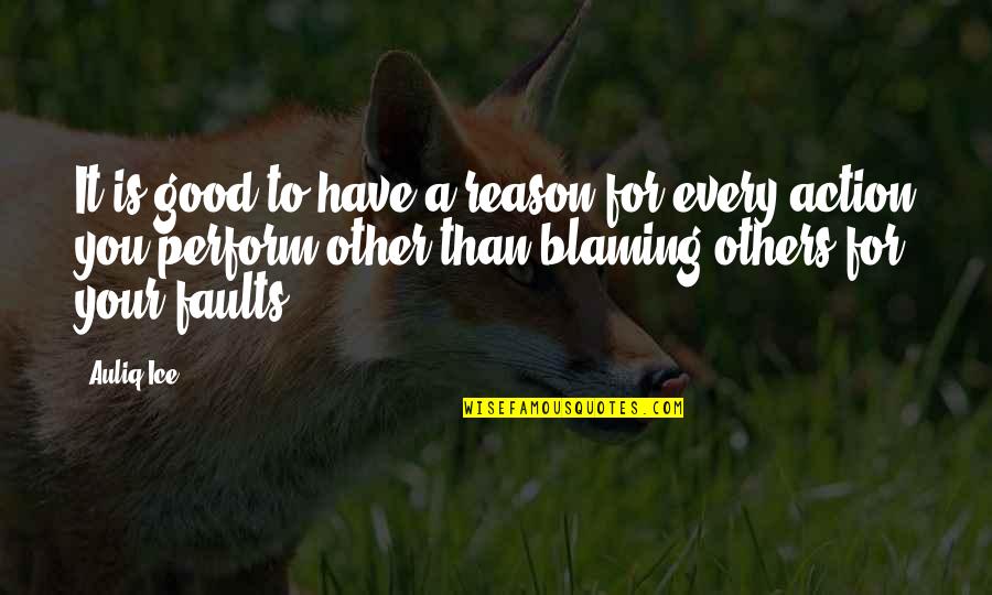 Not Blaming Others For Your Mistakes Quotes By Auliq Ice: It is good to have a reason for