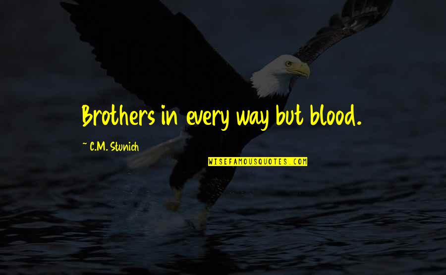 Not Brothers By Blood Quotes By C.M. Stunich: Brothers in every way but blood.