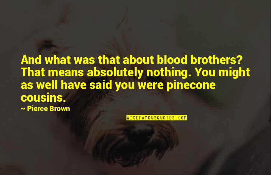 Not Brothers By Blood Quotes By Pierce Brown: And what was that about blood brothers? That