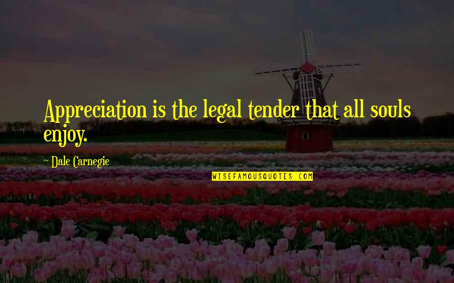 Not Caring Anymore And Being Happy Quotes By Dale Carnegie: Appreciation is the legal tender that all souls