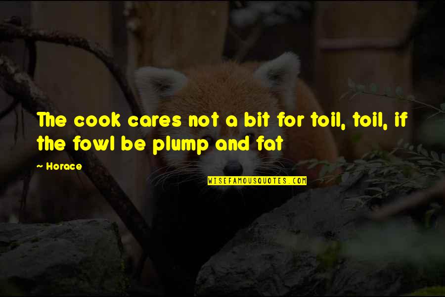 Not Caring Quotes By Horace: The cook cares not a bit for toil,