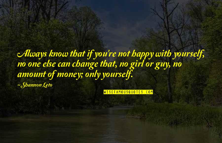 Not Change Yourself Quotes By Shannon Leto: Always know that if you're not happy with