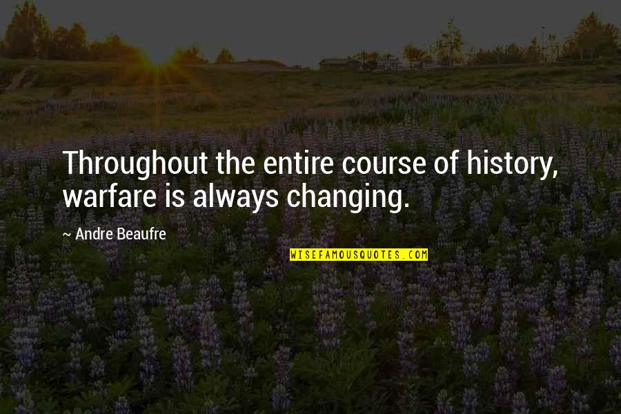 Not Changing History Quotes By Andre Beaufre: Throughout the entire course of history, warfare is