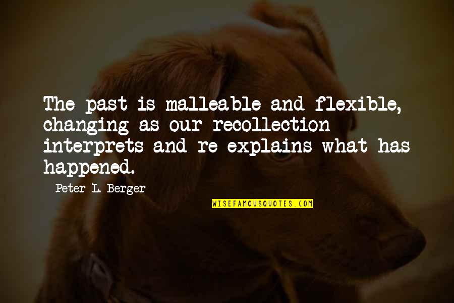 Not Changing History Quotes By Peter L. Berger: The past is malleable and flexible, changing as