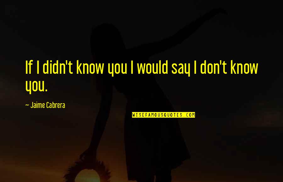 Not Changing Someone You Love Quotes By Jaime Cabrera: If I didn't know you I would say