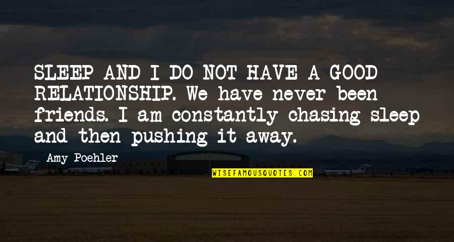 Not Chasing Friends Quotes By Amy Poehler: SLEEP AND I DO NOT HAVE A GOOD