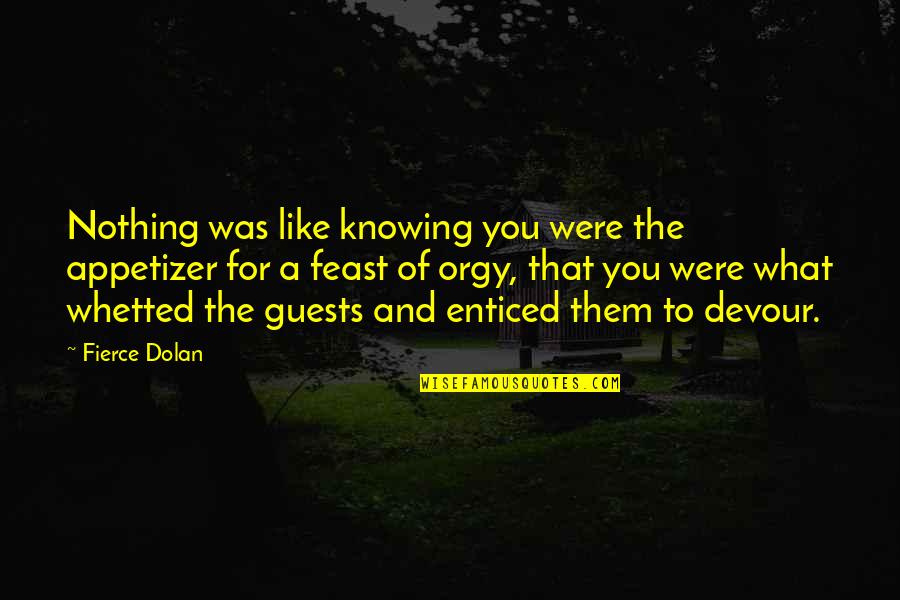 Not Competing For Someone Quotes By Fierce Dolan: Nothing was like knowing you were the appetizer