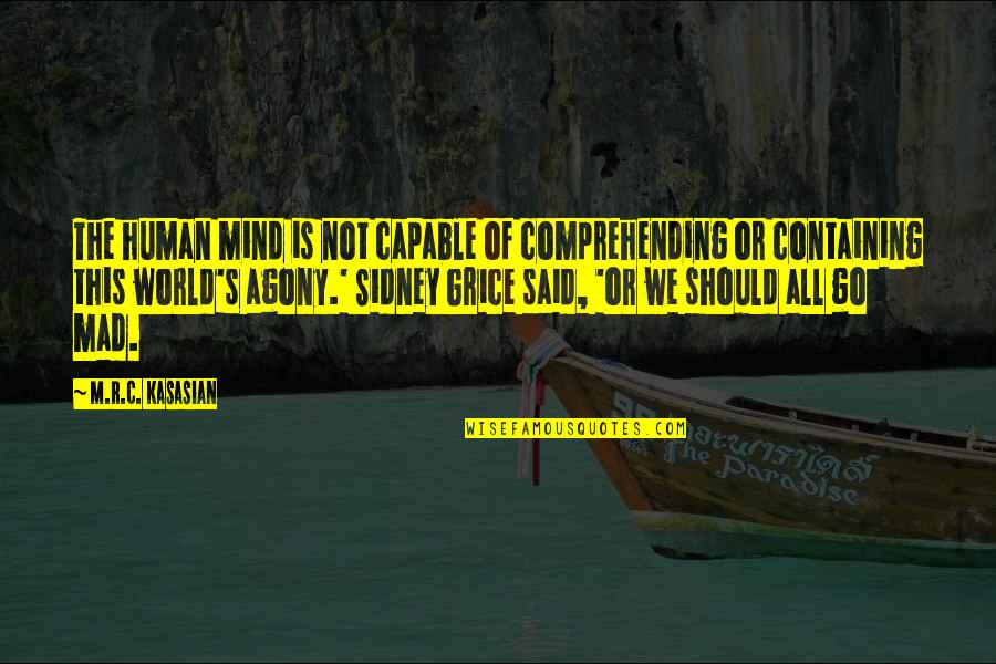 Not Comprehending Quotes By M.R.C. Kasasian: The human mind is not capable of comprehending