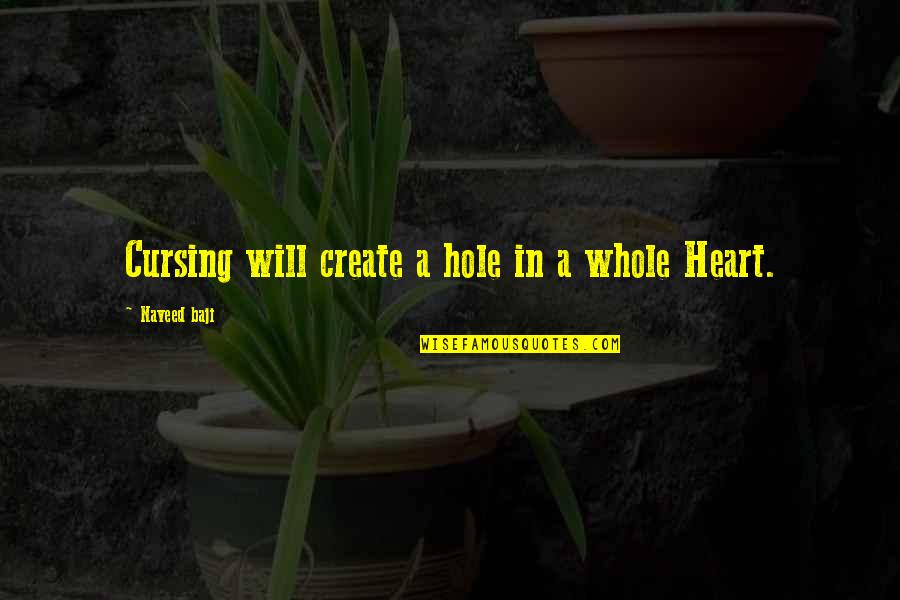 Not Cursing Quotes By Naveed Baji: Cursing will create a hole in a whole