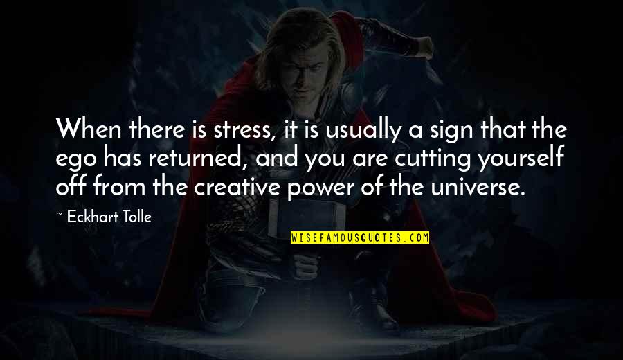 Not Cutting Yourself Quotes By Eckhart Tolle: When there is stress, it is usually a