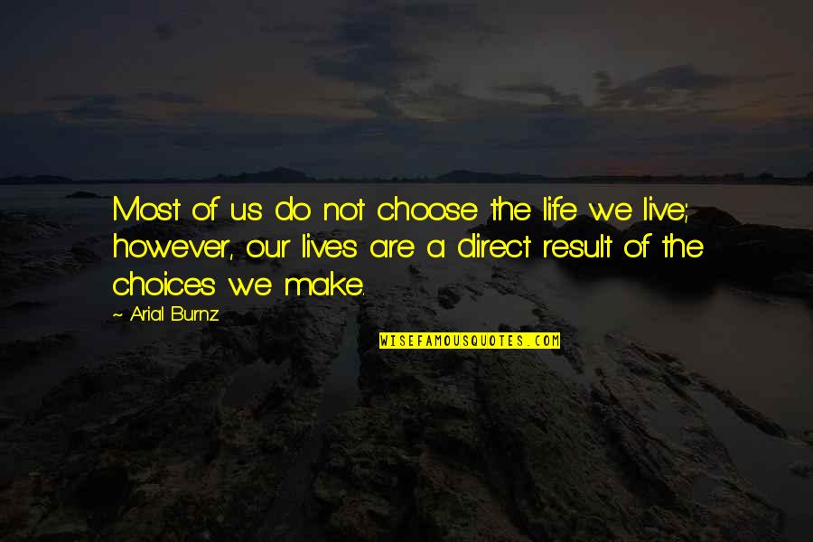Not Direct Quotes By Arial Burnz: Most of us do not choose the life